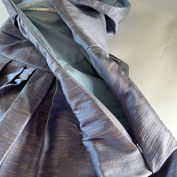 Kay Unger Asymmetrical Ruched Smoke Blue One-Shoulder Dress 8/ NWT - Picture 9 of 14